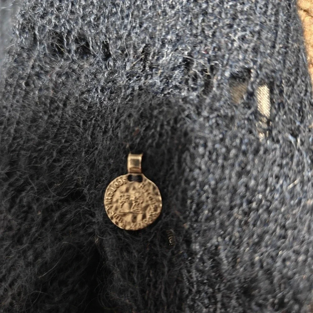 Scotch &‎ Soda Sweater Womens XS Navy Blue Mock Neck Openwork Wool